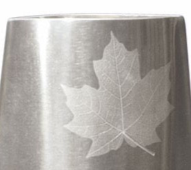 Vase, Pewter, Etched, Maple Leaves, Oval Opening, 8"