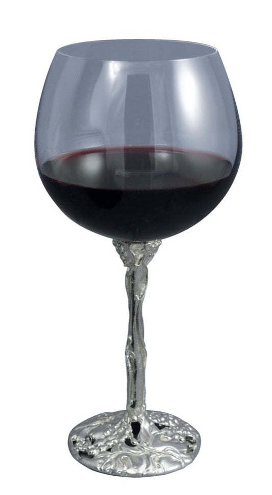 Wine Glass, Crystal Goblet, Pewter, Vine stem, Round
