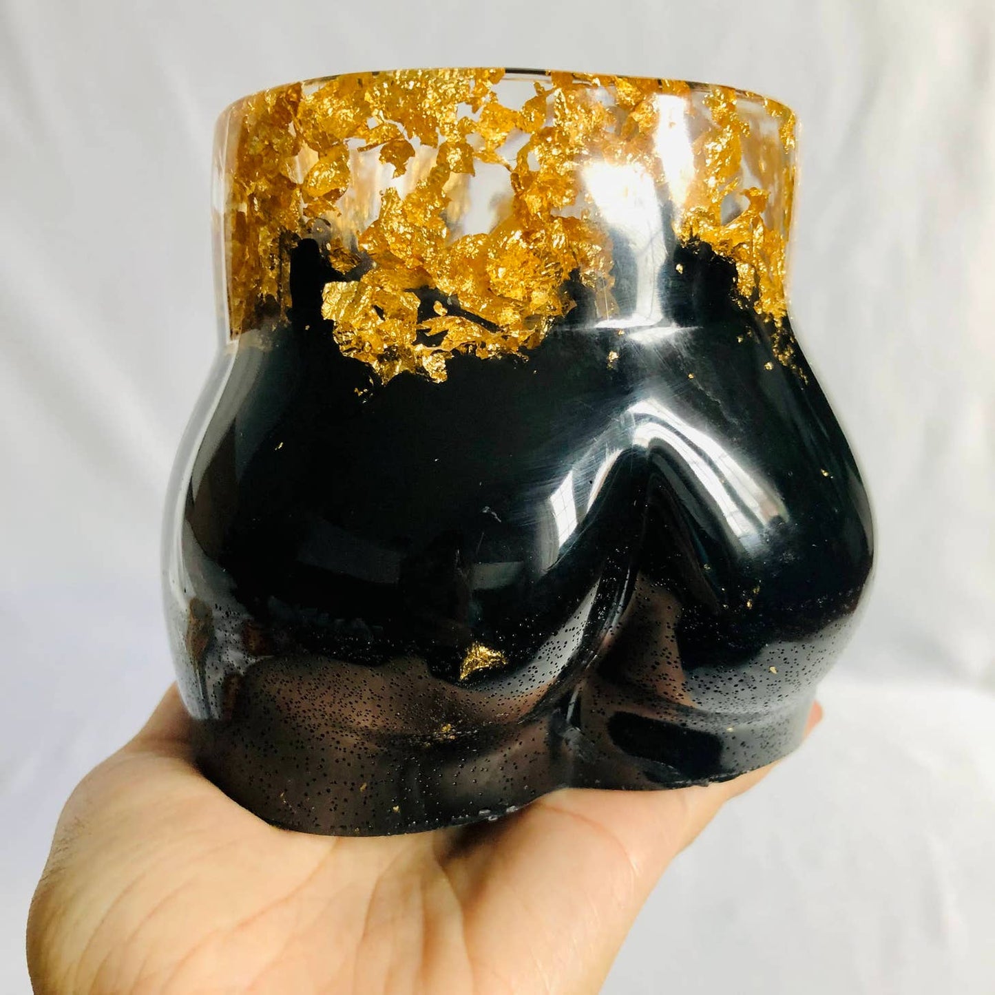 Booty Planter, Resin, Black with Gold Foil