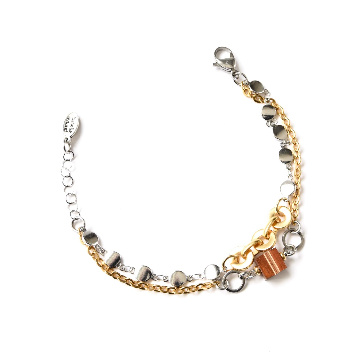 Bracelet, Hora Dorada, Canadian woods, Gold and Silver chains