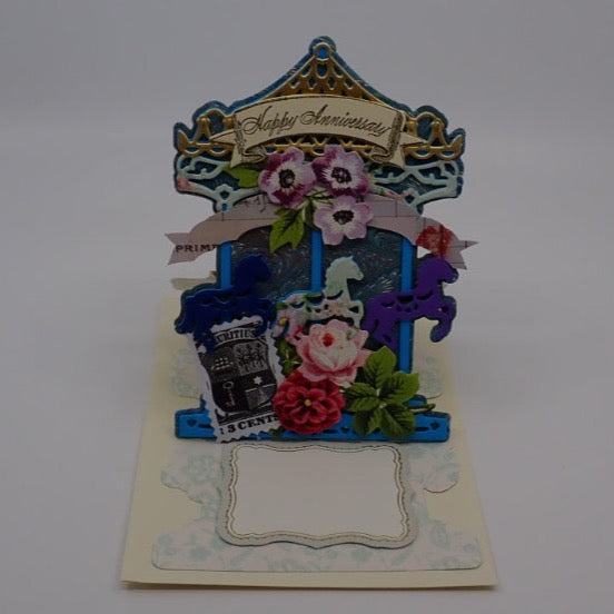 Anniversary Card, Victorian Inspired, Carousel, "Happy Anniversary", Paper Craft