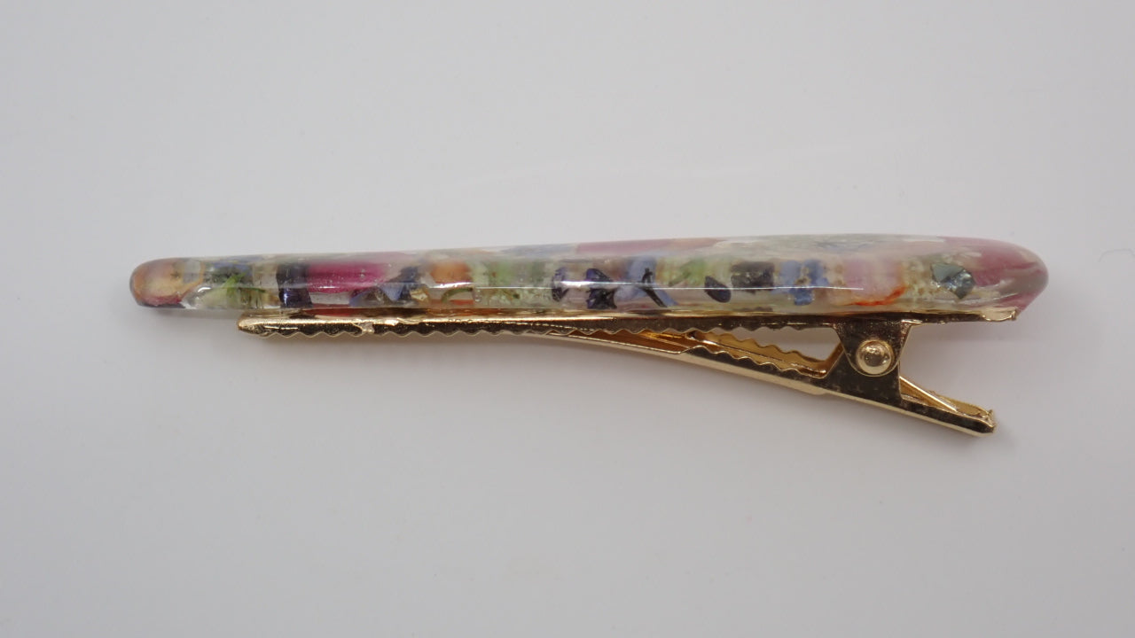 Hair Clips, Dried Flowers, Resin, Rectangle and Teardrop Shapes