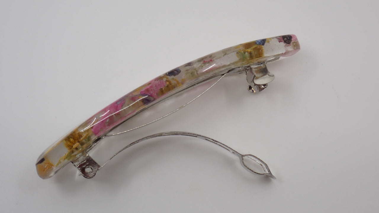 Barrette, Dried Flowers, Resin, Oval and Diamond Shapes