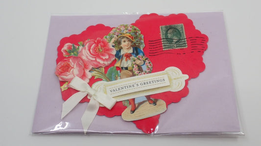 Valentine's Day Card, Victorian Collage, Heart-shaped, Paper Craft