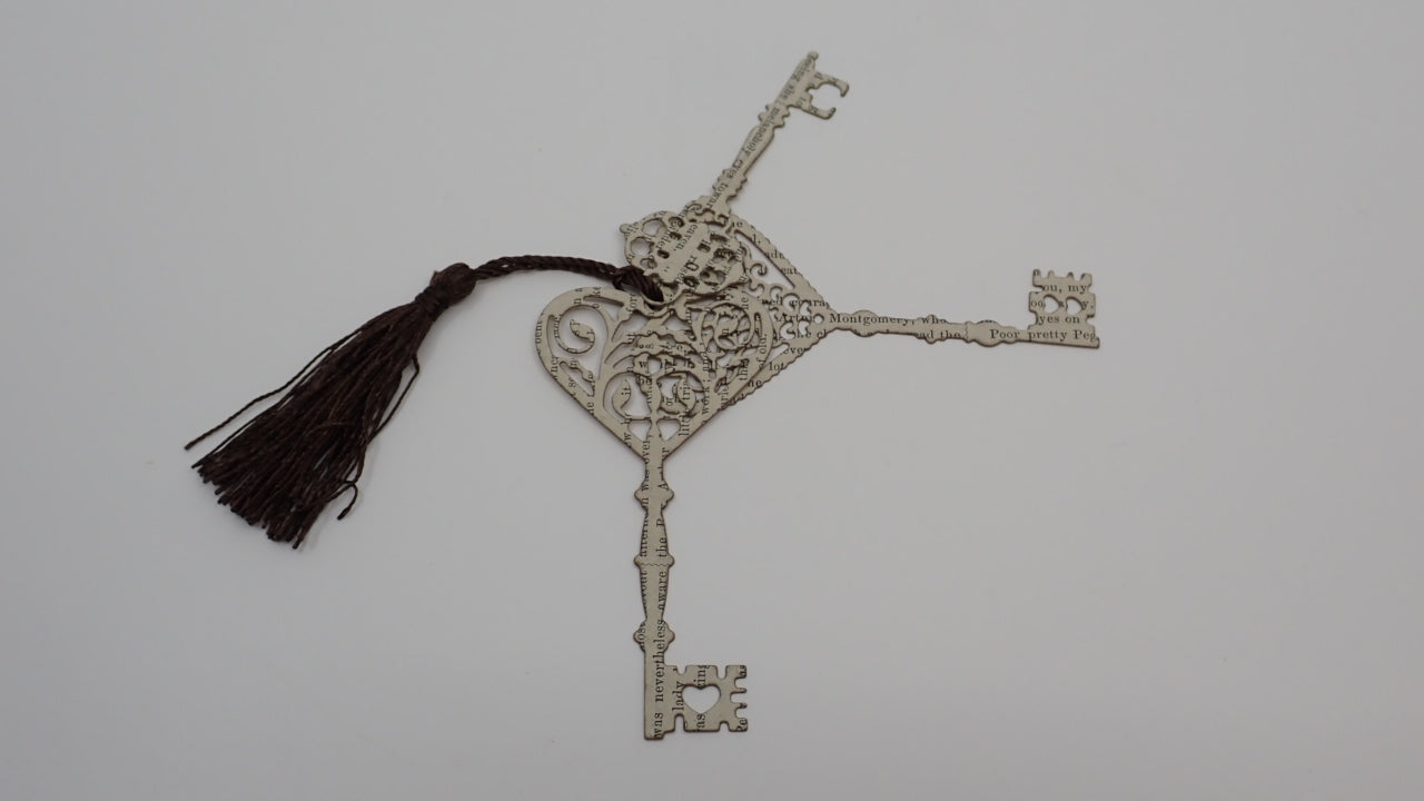 Bookmark, Victorian Keys, Heart Shape