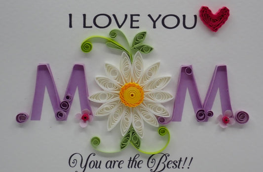 Mother's Day Card, Daisy, Quilled Art, Blank inside