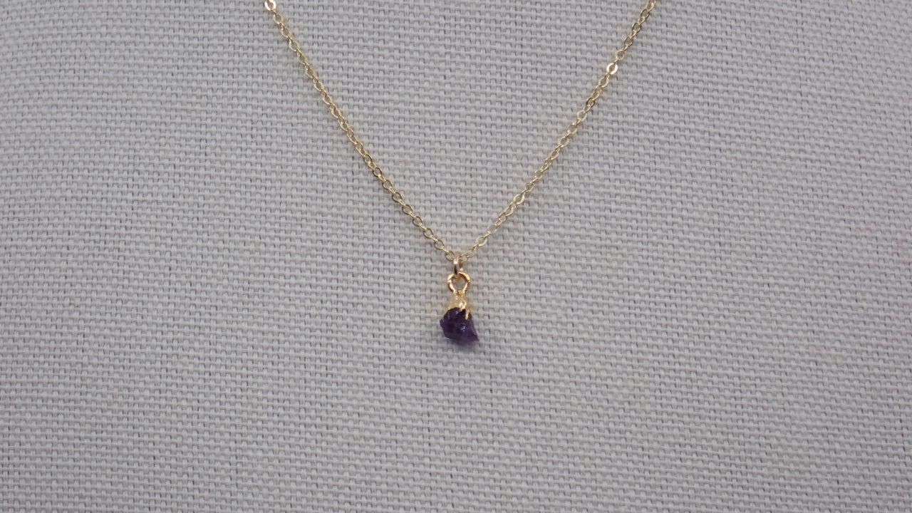 Necklace, Tiny Rough Gemstone, Gold Filled (+ Options)