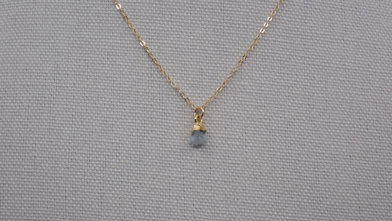 Necklace, Tiny Rough Gemstone, Gold Filled (+ Options)