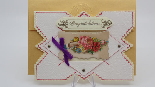Congratulations Card, Antique Calling Card, Victorian Inspired
