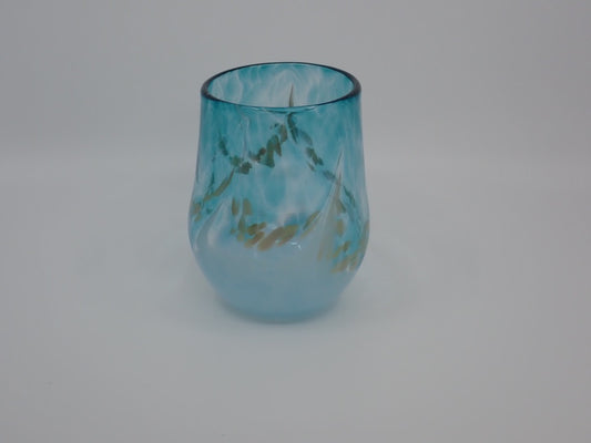 Wine Glass, Stemless, Glass, Handblown, Rich with Colour