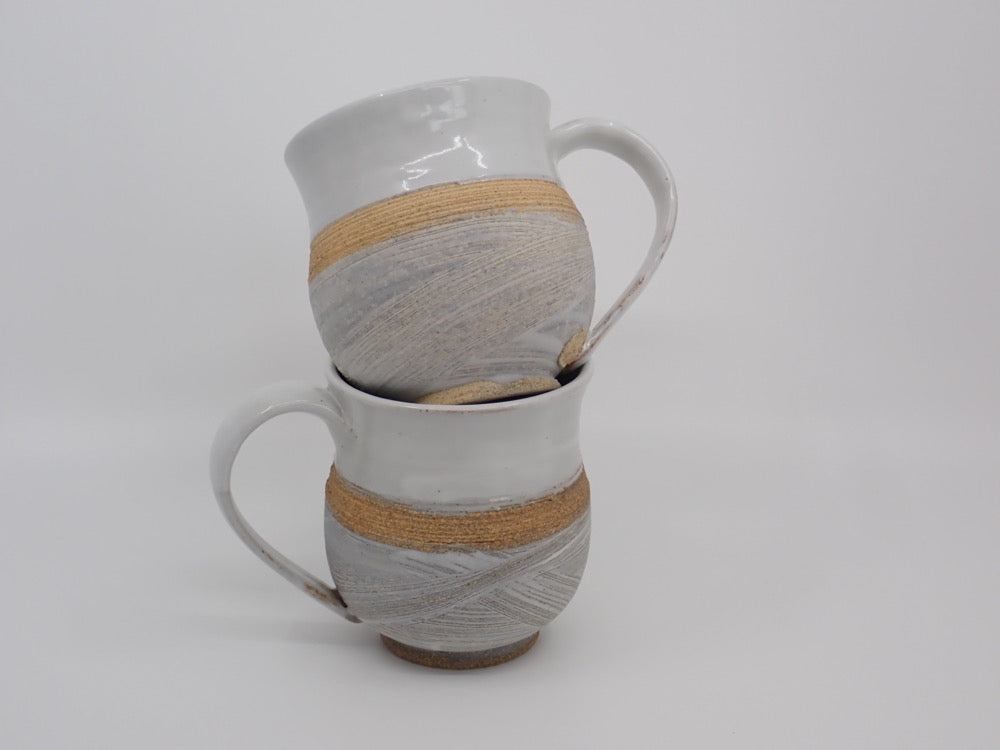 Coffee Mug, Small, Ceramic, White & Sand