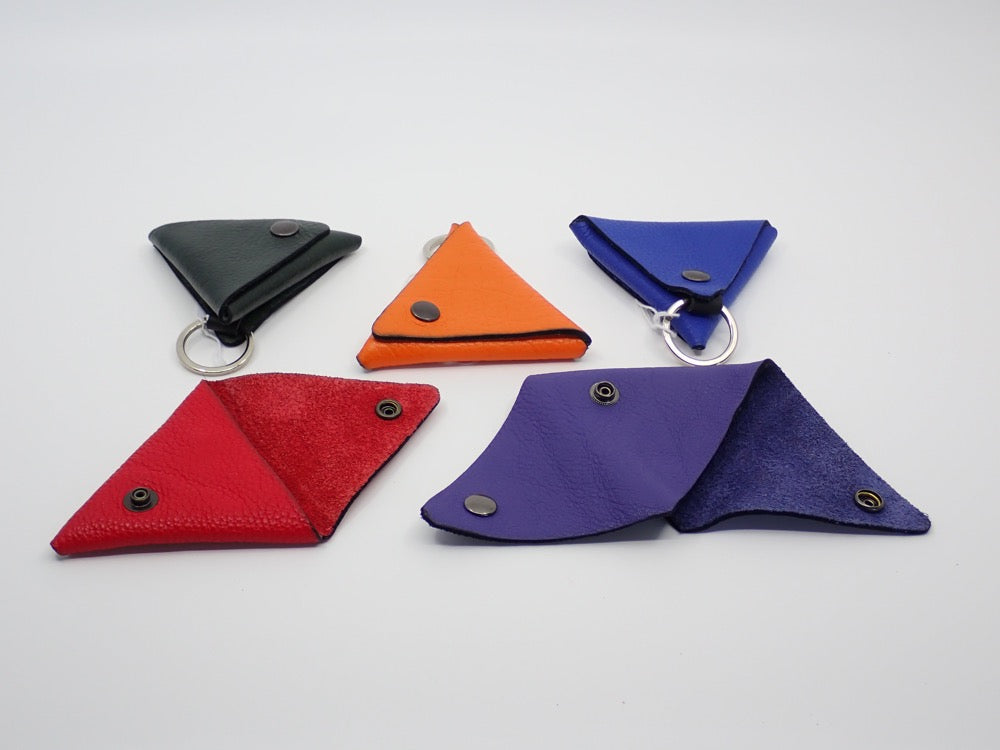 Key Chain, Triangle, Genuine Leather, Key Fob, Earbud Holder (+ Options)