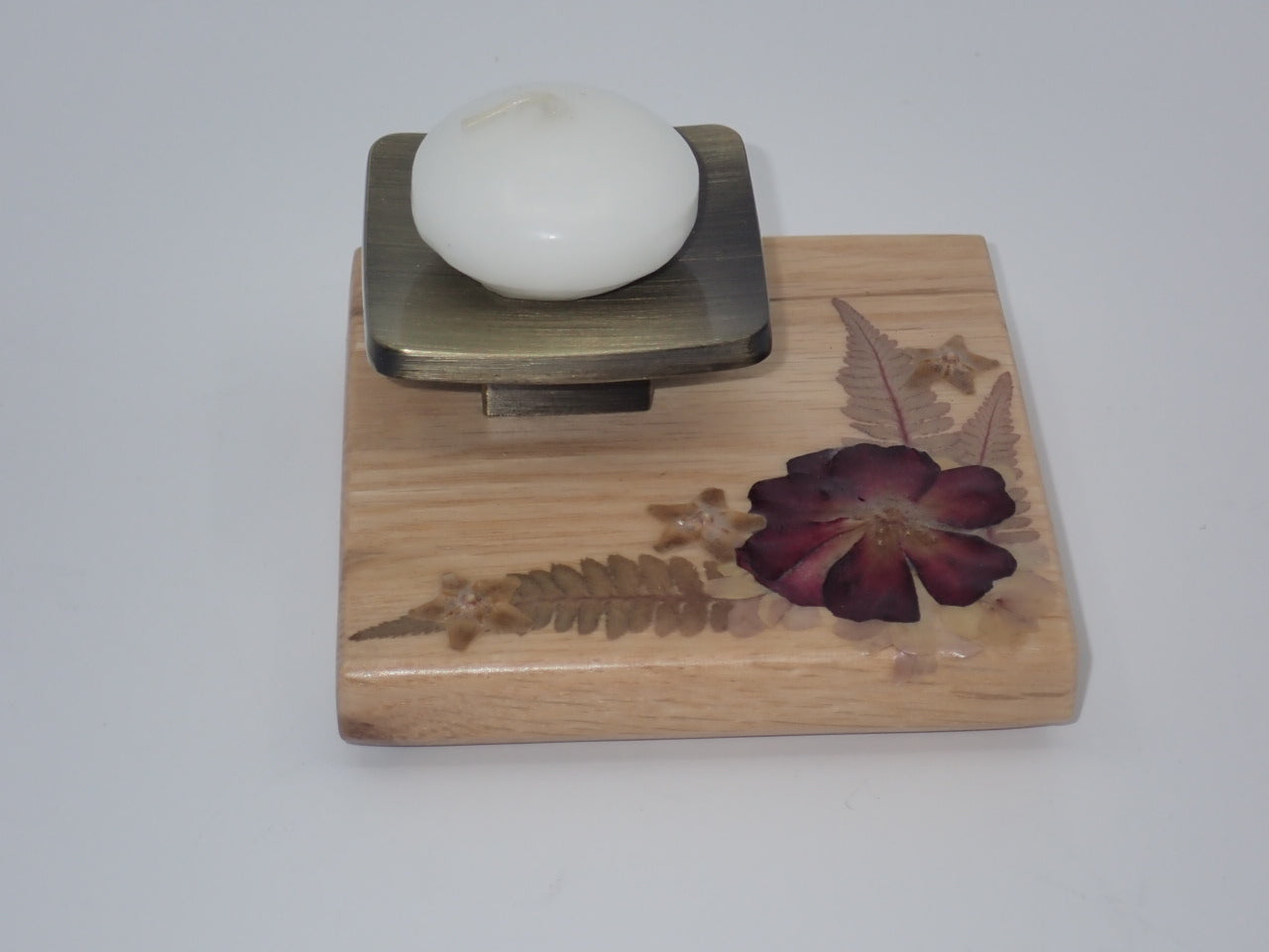 Candle Holders, Square, Wood, Pressed Flowers