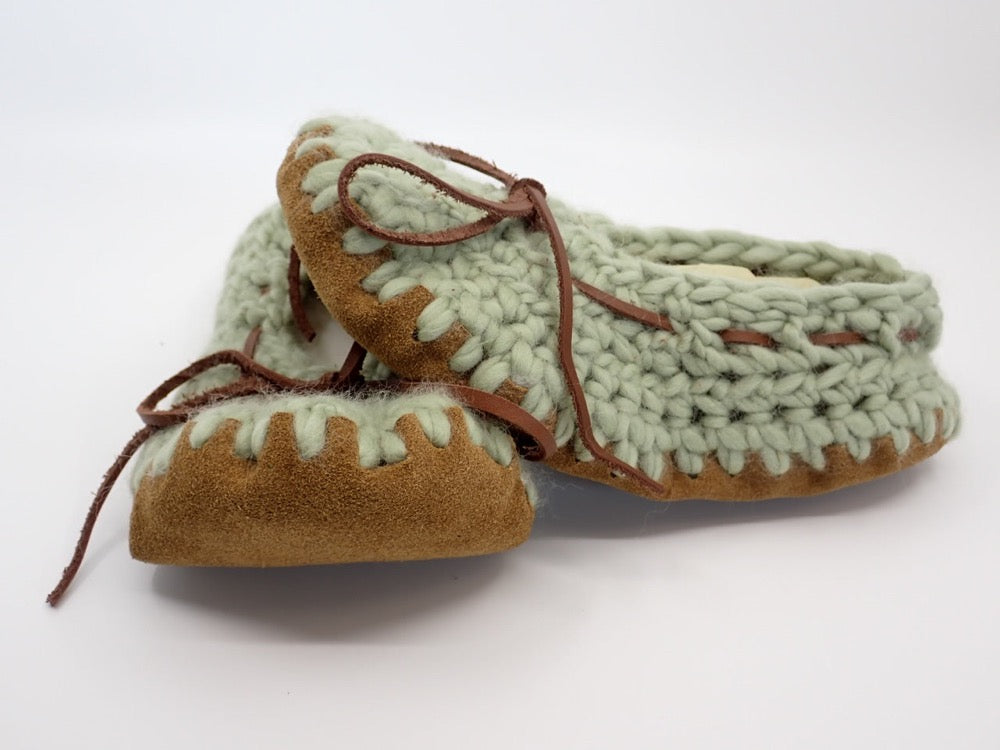 Wool Slippers, Women's, Ballet Style, Sheepskin Insole, Mukluk Leather Soles (+ Options)