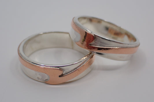 Ring, Wave, Women's, Sterling Silver and Copper (+ Options)