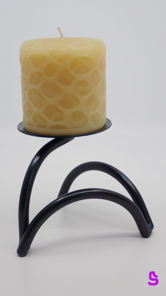 Candle Holder, Arc, Metal, Darkened with Heat (+ Options)