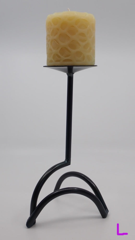 Candle Holder, Arc, Metal, Darkened with Heat (+ Options)