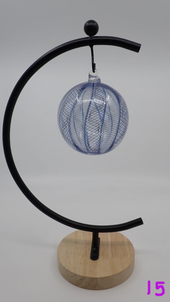 Filigree Ball, Blown Glass, Tight Knitted Patterns, Ready to Hang (+ Options)