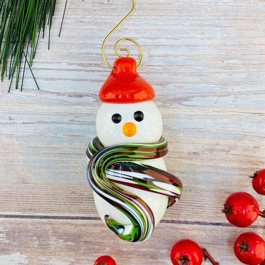 Ornament, Snowman, Blown-Glass