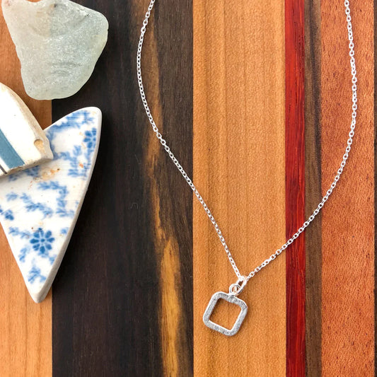 Necklace, Geo, Square, Sterling Silver