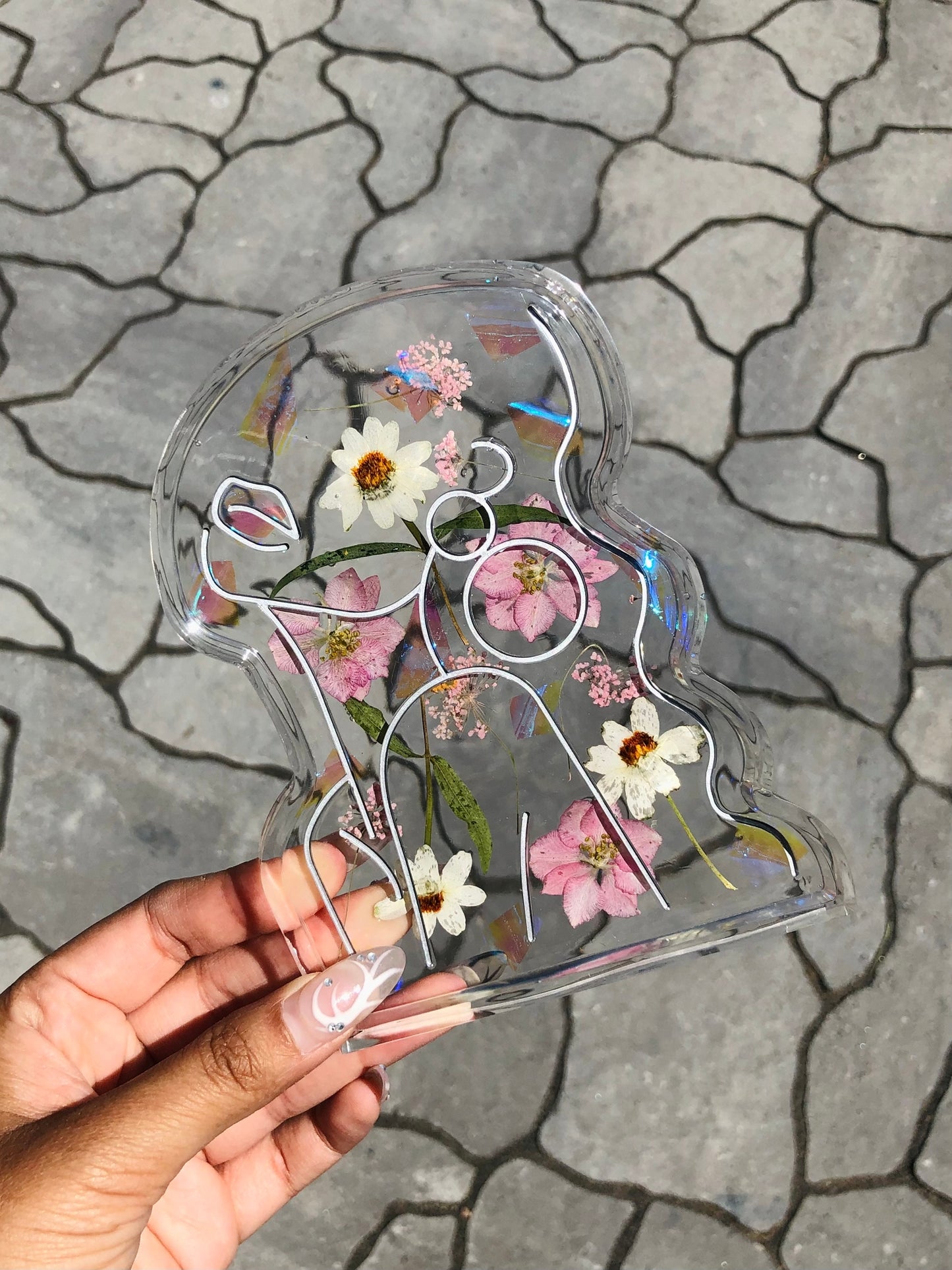 Soap Dish, Trinket Tray, Floral Holographic