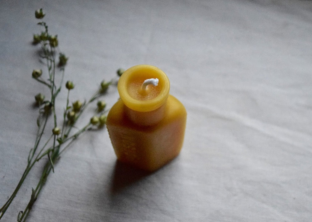 Candle, Poison Bottle, Pure Beeswax, Vintage