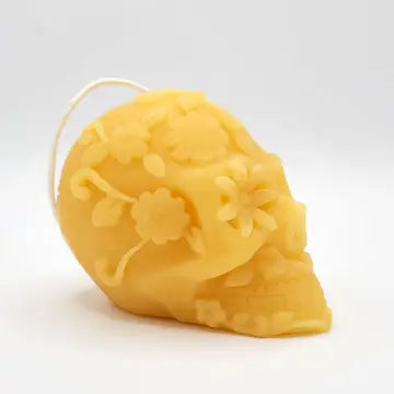 Candle, Flower Skull, 100% Beeswax (+ Options)