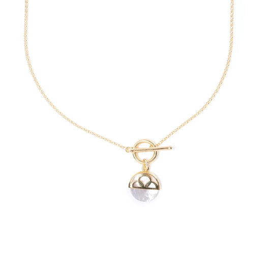 Necklace, Mother of Pearl Charm, 14kt Gold Vermeil