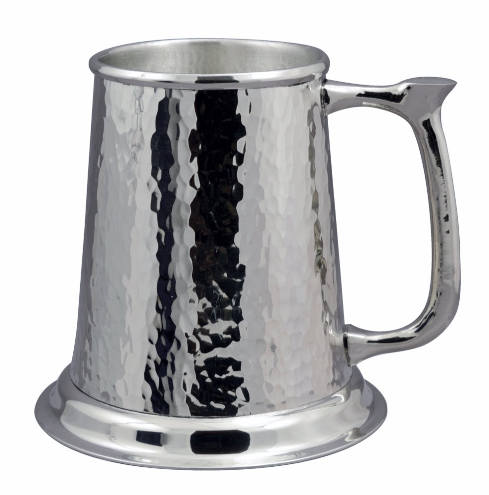 Beer Mug, Pewter, Hammered, Lead free