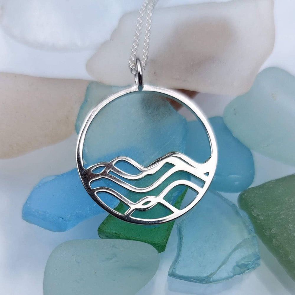 Necklace, Petite High Tide Pendant, Sterling Silver, Nature Inspired