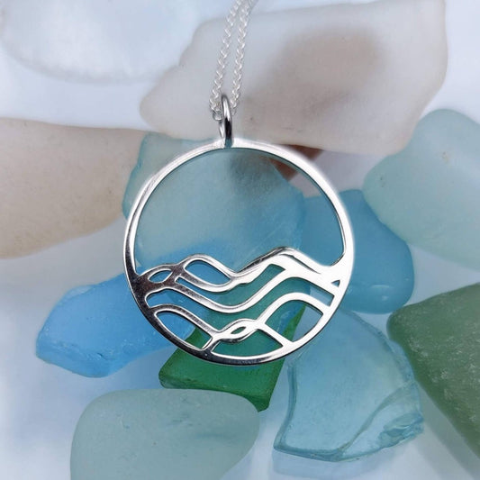 Necklace, Petite High Tide Pendant, Sterling Silver, Nature Inspired