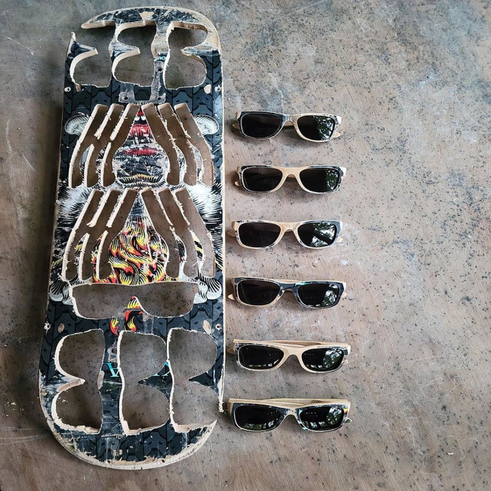 Sunglasses, Rounded Lens, Recycled Skate Boards (+ Options)