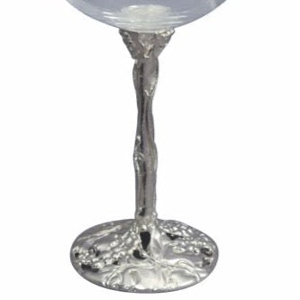 Wine Glass, Crystal Goblet, Pewter, Vine stem, Round