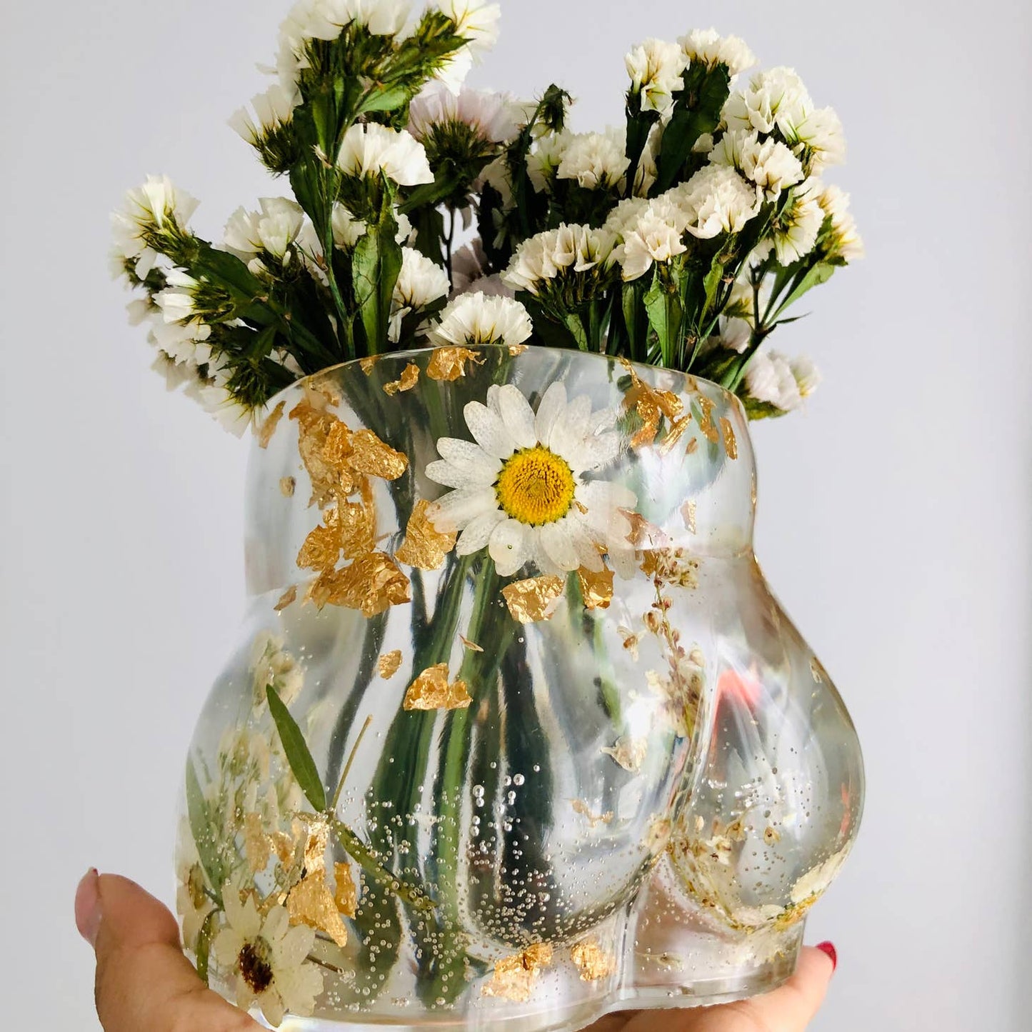 Booty Planter, Resin, Pressed and Dried Flowers