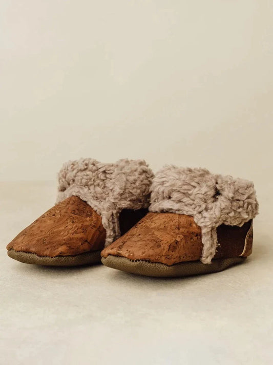 Slippers, Baby, Faux Fur, Cork, Bronze Brown (+ Options)