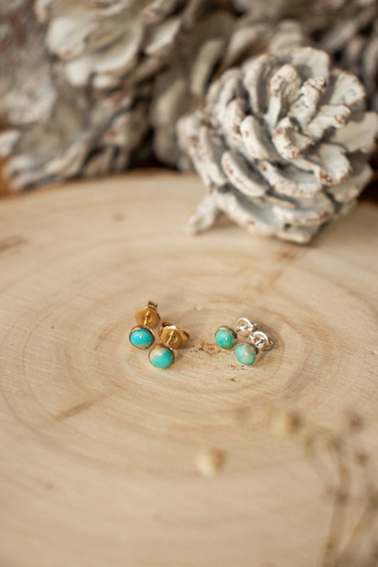 Earrings, Studs, Turquoise, Gold Filled