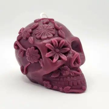 Candle, Flower Skull, 100% Beeswax (+ Options)