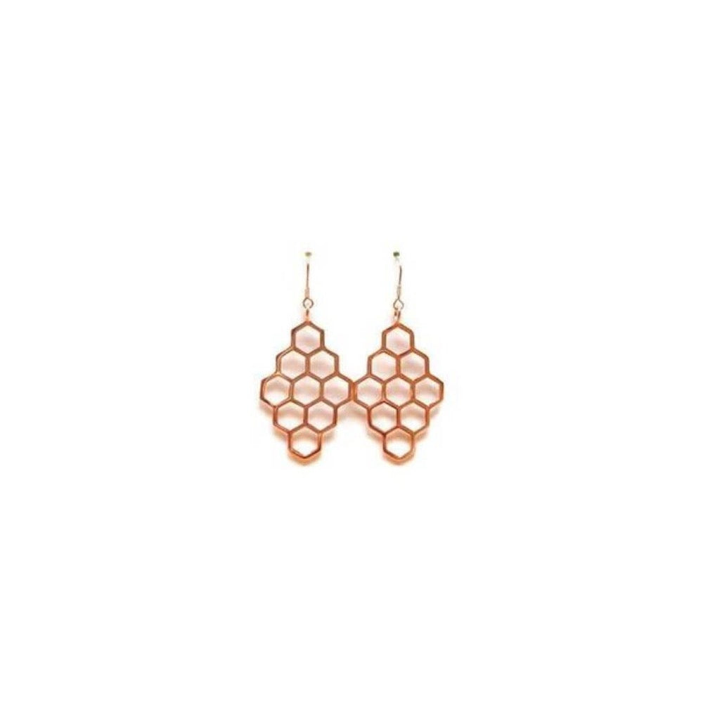 Earrings, Petite Honeycomb, 18k Rose Gold Vermeil, Nature inspired