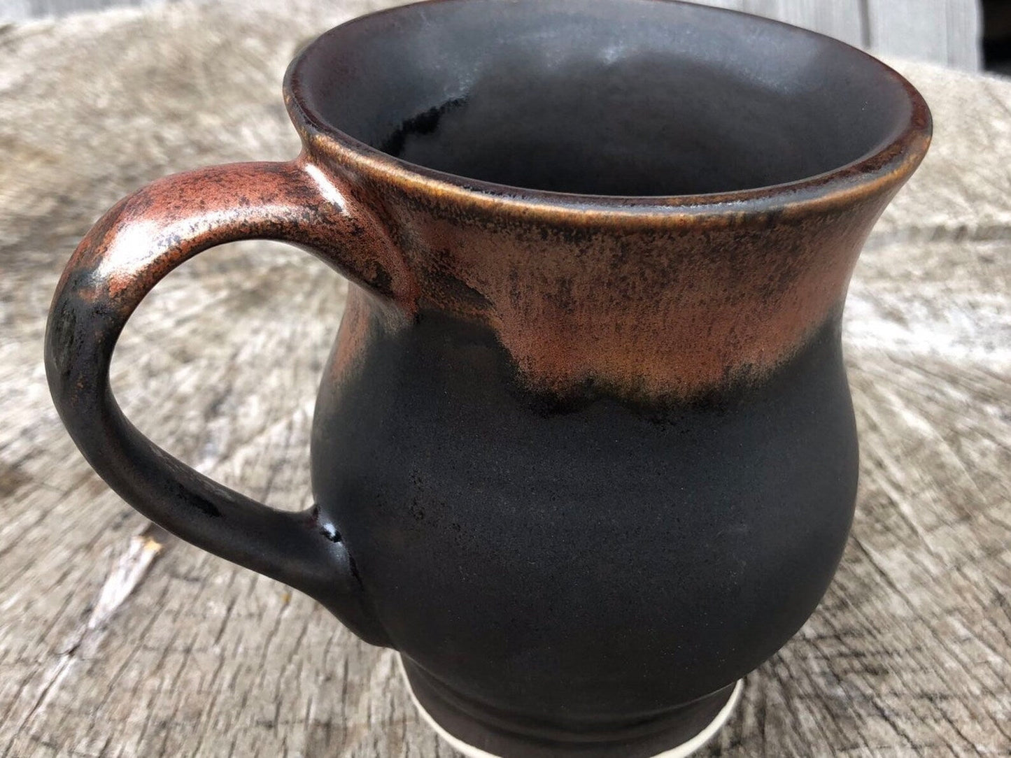 Coffee Mug, Curvy, Stoneware, Ancient Copper Glaze