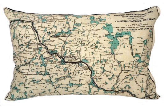 Pillows, Accent Pillows, Algonquin Park Vintage Map