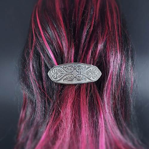Barrette, Scroll, Pewter, French Back Clip (+ Options)