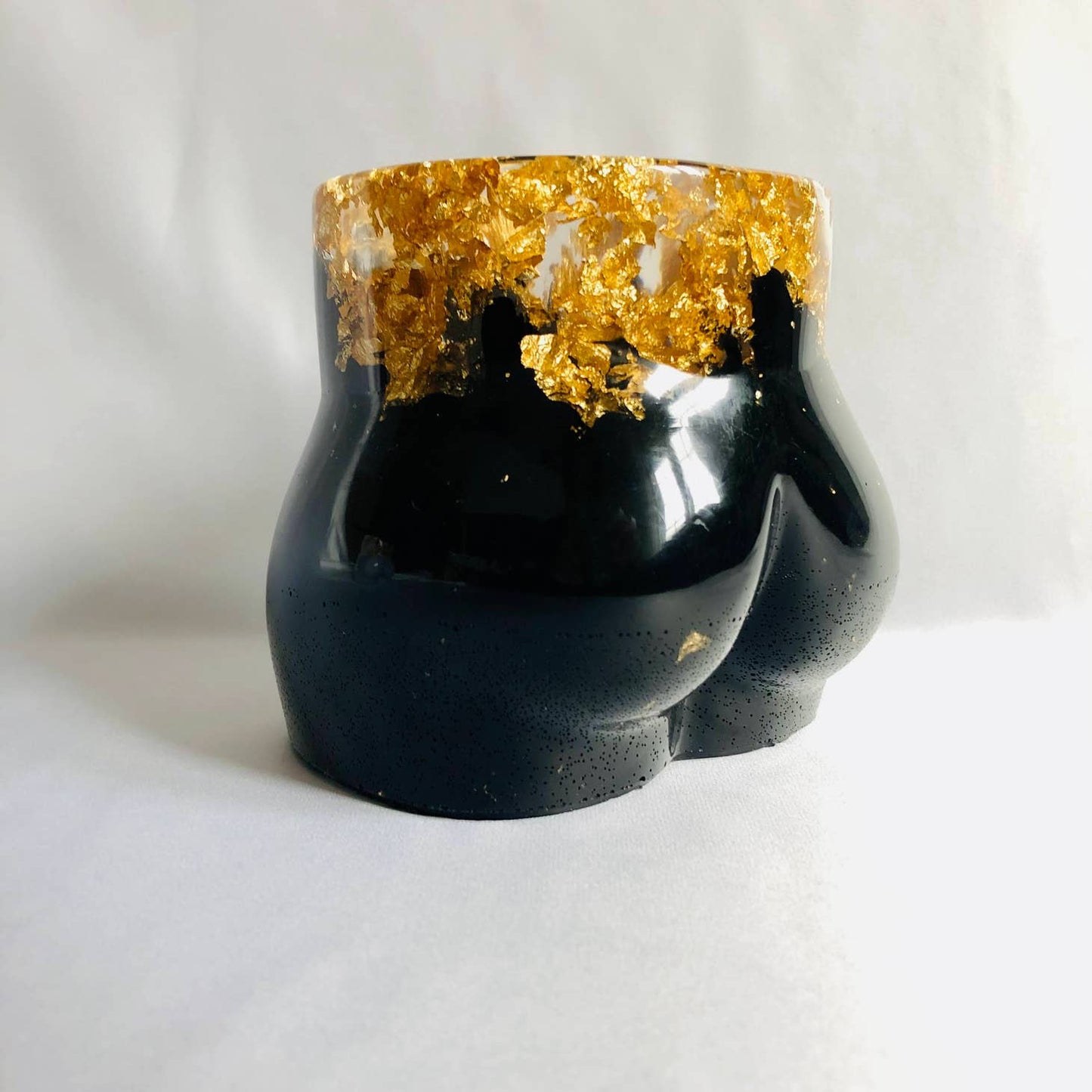 Booty Planter, Resin, Black with Gold Foil