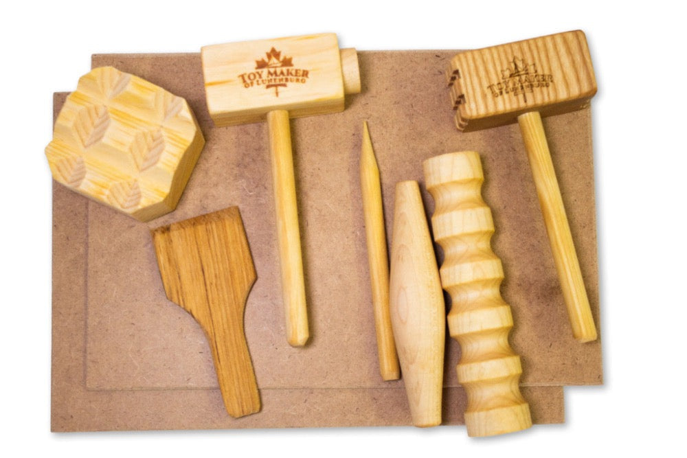 Play dough Tools Set with Mats, Solid Wood, Kids