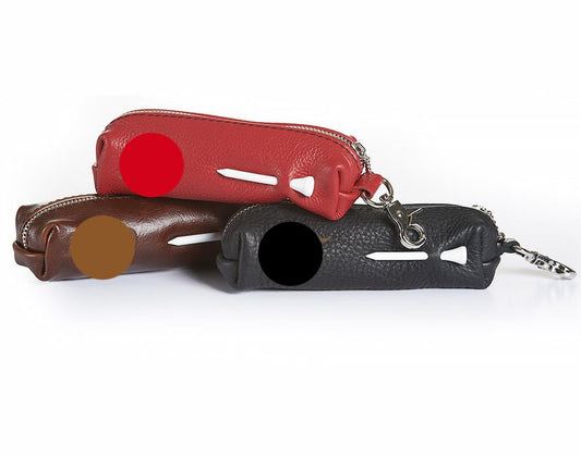 Golfball Caddy, Genuine Leather, Metal Zipper and Clasp (+ Options)