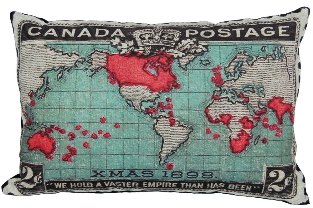 Pillows, Accent Pillow, Canada Stamp Vintage Map