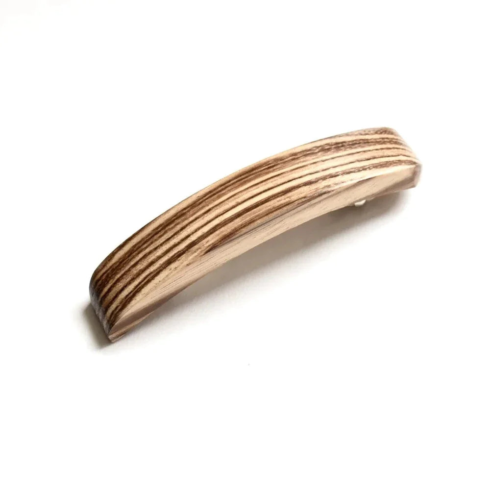 Barrette, Zebrawood, Small, Long clip, for fine hair