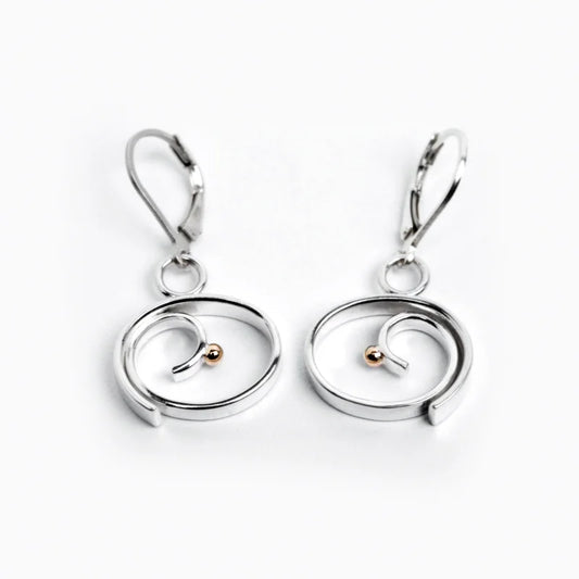 Earrings, Moments, drop, Sterling Silver, 14k Gold