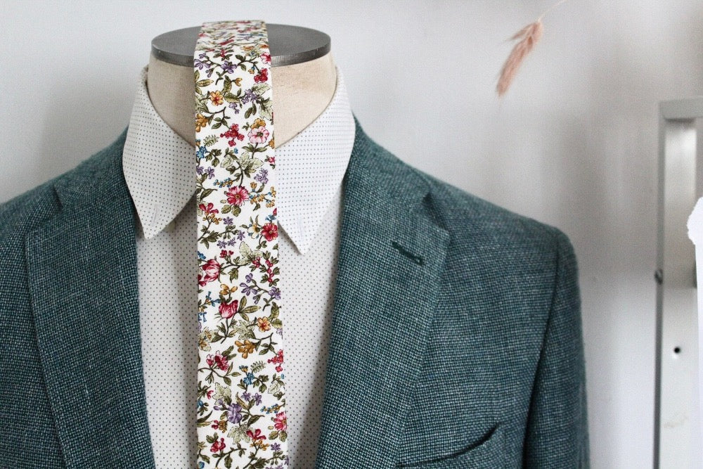 Necktie, Fall Floral, Cotton, Multi-Coloured