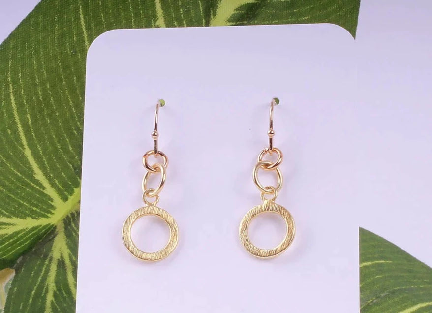Earrings, Geo, Circle, Gold-Plated Sterling Silver