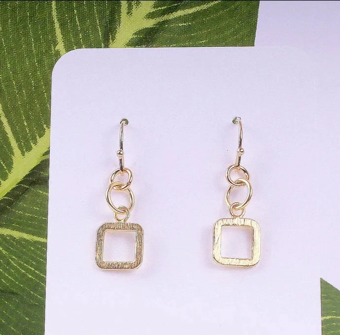 Earrings, Geo, Square, Gold-Plated Sterling Silver